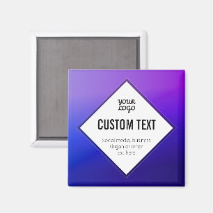Uw Logo & Aanpasbare Tekst   Paarse Ombre Magneet