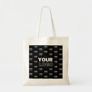 Uw Logo & achtergrond die Logo herhalen Zwart Tote Bag