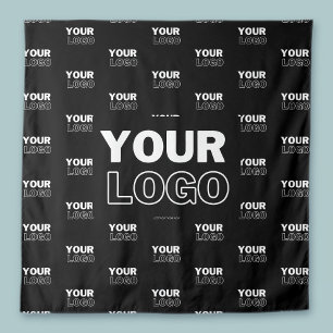 Uw Logo & achtergrond die Logo herhalen Zwart Wandkleed