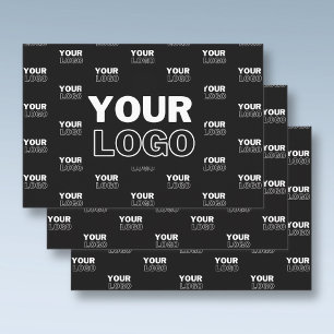Uw Logo & Achtergrond Herhalend Logo Zwart Inpakpapier Vel