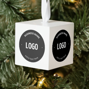 Uw logo, afbeelding of ontwerp & bewerkbare tekst kubus ornament