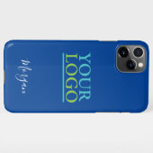 Uw Logo/Art/Foto, witte scriptnaam, diep blauw iPhone Hoesje (Achterkant horizontaal)