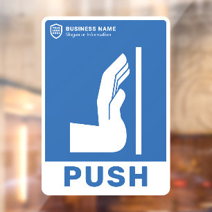 Uw Logo-bedrijf   Duw om de deur te openen Raamsticker