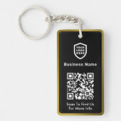 Uw Logo bedrijf | QR-code Moderne goudgrens Sleutelhanger (Voorkant)