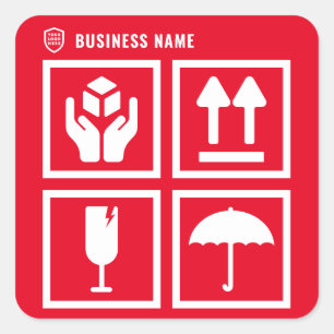 Uw Logo-bedrijf   Symbool voor pakketbehandeling r Vierkante Sticker