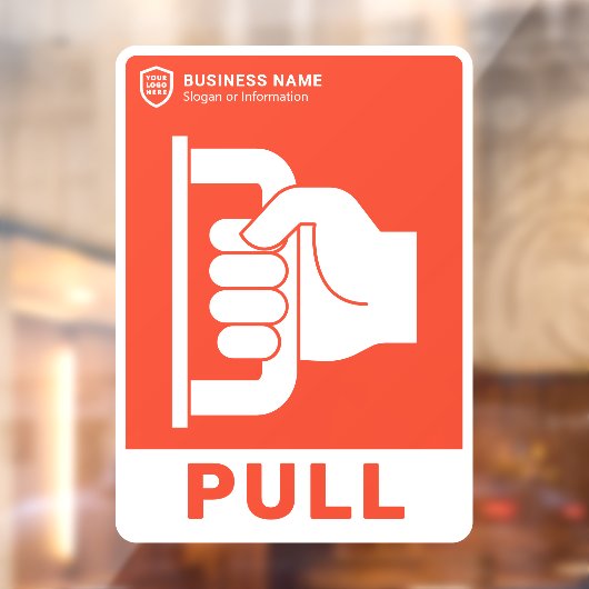 Uw Logo-bedrijf | Trek aan de deur Raamsticker (Vel 2)