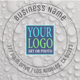 Uw Logo, bedrijfsnaam, adres, waterdruppels Sticker
