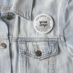 Uw Logo & Bewerkbare Circulaire Tekst   Grijs Ombr Ronde Button 5,7 Cm