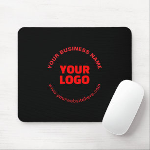 Uw logo & bewerkbare cirkelvormige tekst, rood of muismat