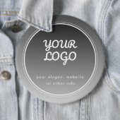 Uw Logo & bewerkbare tekst | Donkergrijs verloop Ronde Button 6,0 Cm (In situ)