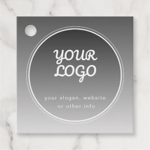Uw Logo & Bewerkbare Tekst Donkergrijze Gradiënt Bedankjes Labels