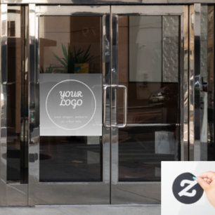 Uw logo & bewerkbare tekst donkergrijze ombre raamsticker