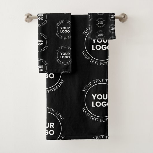 Uw Logo & bewerkbare tekst | Herhalingspatroon Bad Handdoek (Insitu)