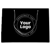 Uw Logo & Bewerkbare Tekst Sjabloon | Zwart & Wit Groot Cadeauzakje (Voorkant)