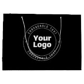 Uw Logo & Bewerkbare Tekst Sjabloon | Zwart & Wit Groot Cadeauzakje (Achterkant)
