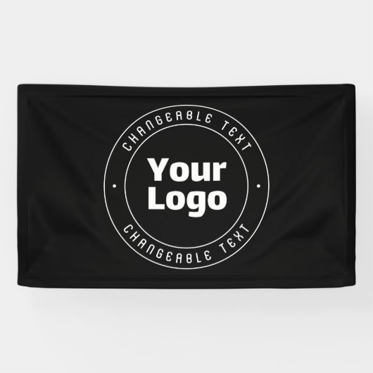 Uw Logo & Bewerkbare Tekst Sjabloon | Zwart & Wit Spandoek (Horizontaal)
