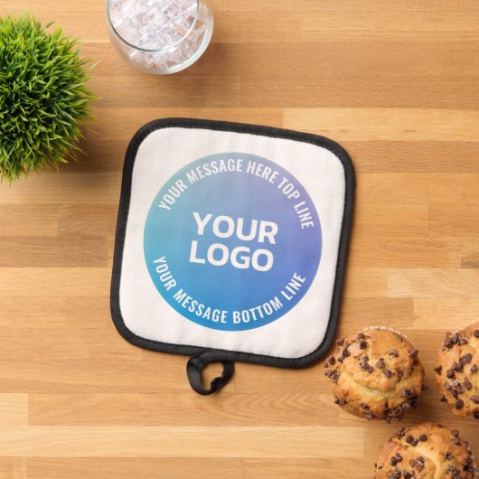 Uw Logo | Blauw tot Paarse Ombre & Circulaire teks Pannenlap (Top down)