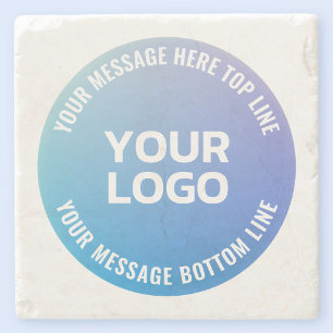 Uw Logo   Blauw tot Paarse Ombre & Circulaire teks Stenen Onderzetter