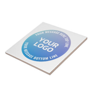 Uw Logo   Blauw tot Paarse Ombre & Circulaire teks Tegeltje