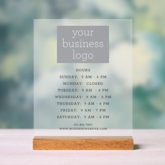 Uw Logo Business Kantoor Uren Welkomstbord Acryl Bord (Neutraal)