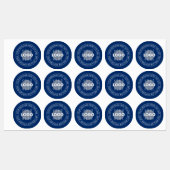 Uw Logo &  circulaire tekst | Marine Blauw Labels (Vel)