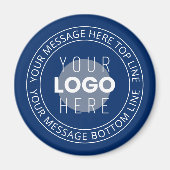 Uw Logo &  circulaire tekst | Marine Blauw Magneet (Voorkant)