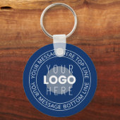 Uw Logo & circulaire tekst | Marine Blauw Sleutelhanger (Achterkant)
