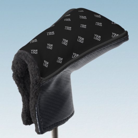 Uw Logo Eenvoudige Herhalende Logo Patroon | Zwart Golfheadcover