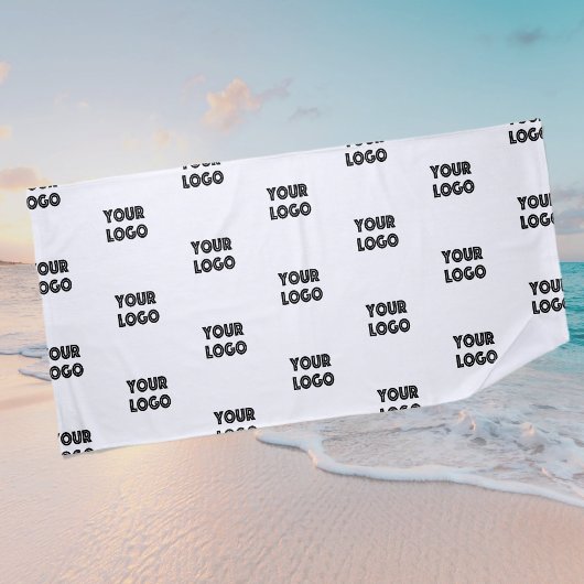 Uw Logo eenvoudige herhalende Logo | wit Strandlaken