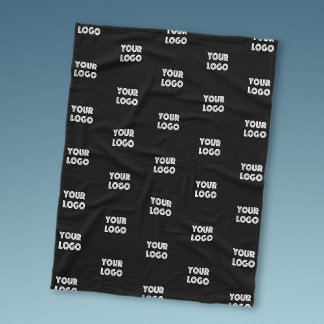 Uw Logo eenvoudige herhalende Logo | Zwart Fleece Deken