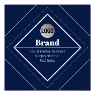 Uw logo en aanpasbaar modern ontwerp marineblauw perfect poster