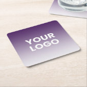 Uw Logo en bewerkbare achtergrondkleurverloop Vierkante Kartonnen Onderzetter (Schuin)