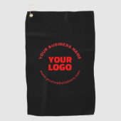 Uw Logo en bewerkbare circulaire tekst, rood of do Golfhanddoek (Voorkant)