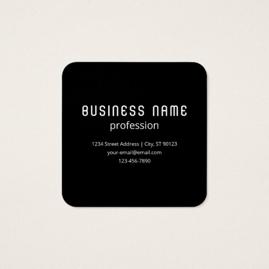 Uw Logo en bewerkbare tekst Sjabloon | Zwart & Wit Vierkante Visitekaartjes (Achterkant)