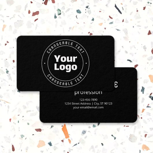 Uw Logo en bewerkbare tekst Sjabloon | Zwart & Wit Visitekaartje