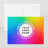 Uw Logo en tekstregenboog Persoonlijk Dank u Briefkaart (Voorkant / Achterkant)