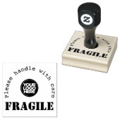 Uw Logo Fragile verzending rubberstempel + Ink Pad (Gestempeld)