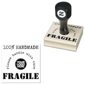 Uw Logo Fragile verzending rubberstempel + Ink Pad Rubberstempel (Gestempeld)