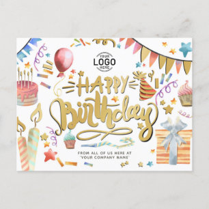 Uw Logo Fun Party Faux Gold Business Birthday Feestdagenkaart