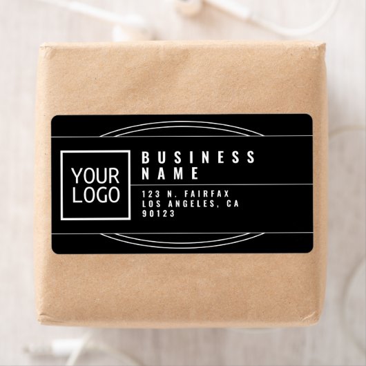 Uw Logo gestileerde geometrisch zwart retouradres Etiket (Insitu)