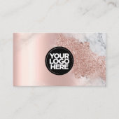 Uw logo Glitter Roos goud elegant script marmer Visitekaartje (Voorkant)