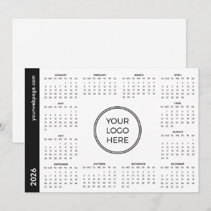 Uw Logo Hier 2026 witte kalender Feestdagenkaart