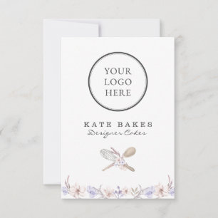 Uw Logo Hier Cake Bakken Chef Bloemen Waterverf Kaart