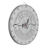 Uw Logo Hier Elegant Monogram Zwart-wit Dartbord (Voorkant Links)