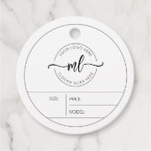 Uw Logo Hier Elegante Monogram Kleding Hang Label (Voorkant)