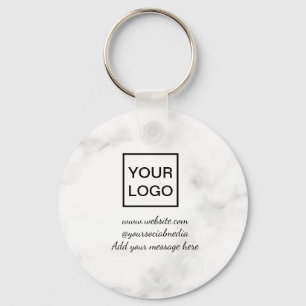 Uw logo hier witte, eenvoudige, kleine PINK MARBLE Sleutelhanger