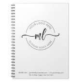 Uw Logo Hier Zakelijk Monogram Initialen Wit Notitieboek (Voorkant)