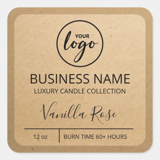 Uw Logo Kraft Paper Soy Candle Labels (Voorkant)