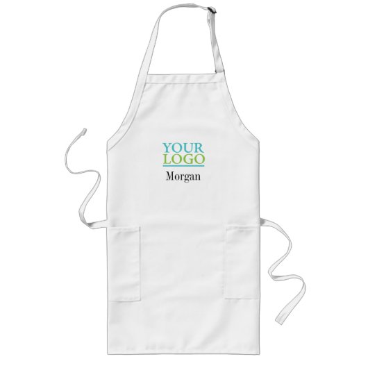 Uw Logo/kunst/foto, naam of monogram Lang Schort (Voorkant)