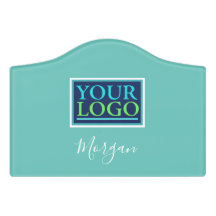 Uw Logo/Kunst/Foto, Naam Witte Script, Licht Teal
